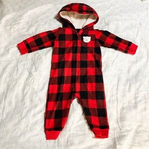 Carter's One Piece Red & Black Buffalo Plaid Sleeper
